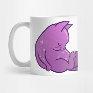 Sleeping Kitty - Purple Stars Mug